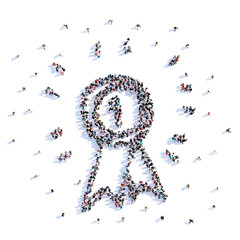 A lot of people form check marks, icon . 3d rendering.