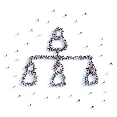 A lot of people form team, icon . 3d rendering.