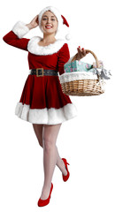 Santa claus woman and white space 