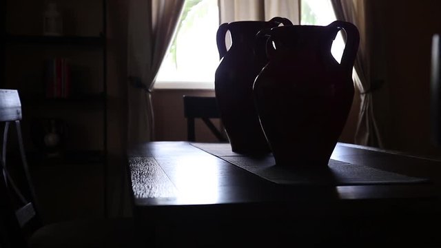 Footage of a table in low light