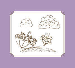 its a girl hand draw invitation card vector illustration design