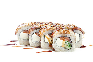 sushi roll isolated on white background.