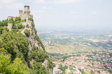 Fototapeta na wymiar Rocca della Guaita, the most ancient fortress of San Marino, Italy