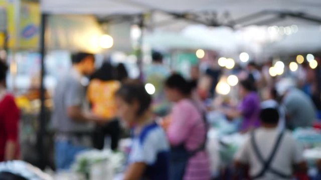 blur scene of street food festival market in town