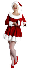 Santa Claus woman and white space 