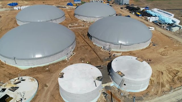 Production of biogas. Biogas plant. Construction of production facilities for processing chicken litter in biogas. Alternative Energy with Bio Technology
