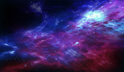 Obraz na płótnie Canvas The cosmos with stars birth in nebula clouds. Galaxy abstract 3D illustration. Concept of space journey and exploration.