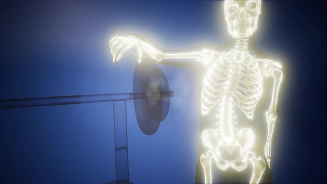 man in gym room with visible bones