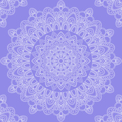 Seamless pattern with mandala ornament. Hand drawn vector illustration