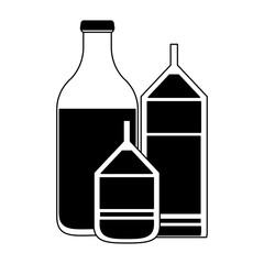 Milk bottle and boxes vector illustration graphic design