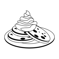Cookies with chantilly cream on dish vector illustration graphic design
