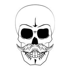 Vintage skull barbershop with mustache vector illustration graphic design