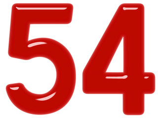 Numeral 54, fifty four, isolated on white background, 3d render