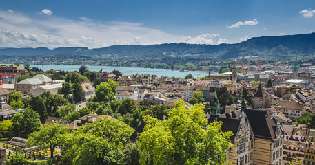 View on a Zürich from hight - obrazy, fototapety, plakaty