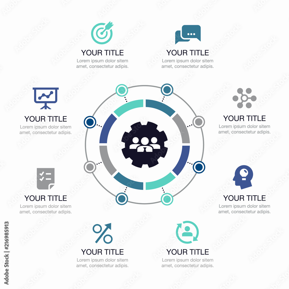 Aufkleber Simple infographic for teamwork business with icons and place for your content, isolated on light background.