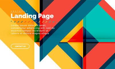 Square shape geometric abstract background, landing page web design template