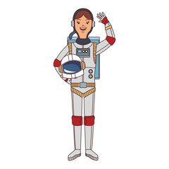 Woman astronaut cartoon vector illustration graphic design