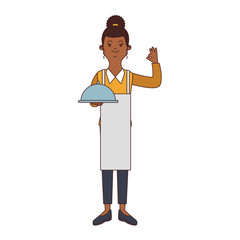 Waiter with dish vector illustration graphic design