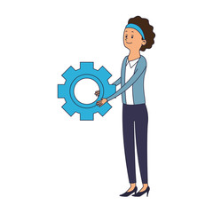 Woman with gear symbol vector illustration graphic design