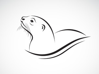 Vector of Asian Otter, Aonyx cinerea or Oriental Small-clawed Otter on whiet background. Animals.  Easy editable layered vector illustration.