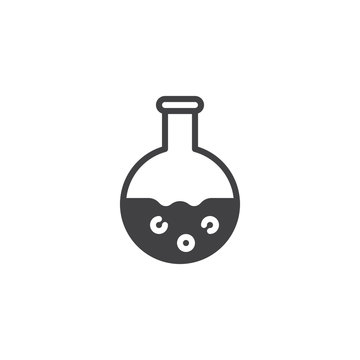 Chemical Flask with liquid vector icon. filled flat sign for mobile concept and web design. Chemistry Science simple solid icon. Symbol, logo illustration. Pixel perfect vector graphics