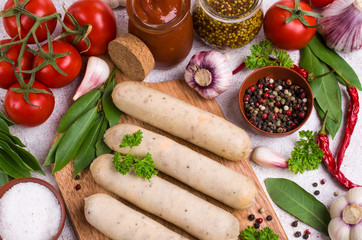 Raw white sausages