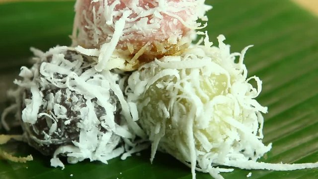 Thai  coconut balls dessert or Kanom  Tom