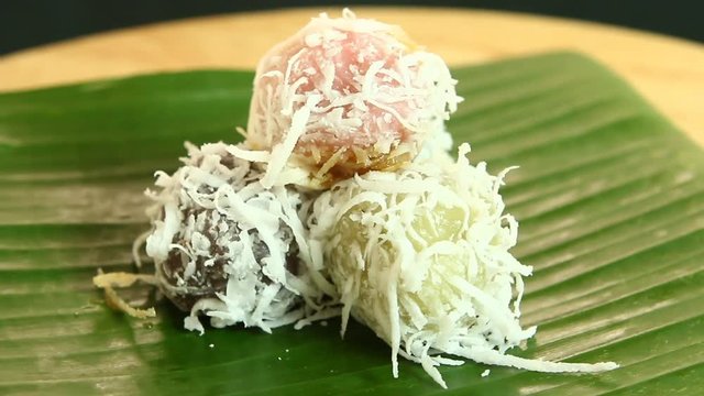 Thai  coconut balls dessert or Kanom  Tom
