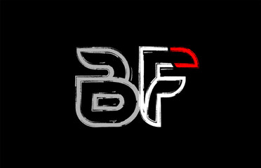 grunge white red black alphabet letter bf b f logo design - obrazy, fototapety, plakaty