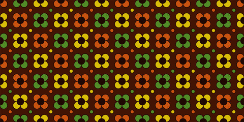 Retro flower background. Seamless pattern. Vector. レトロお花パターン