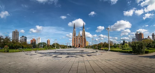 Gordijnen Panoramic view of Plaza Moreno and La Plata Cathedral - La Plata, Buenos Aires Province, Argentina © diegograndi