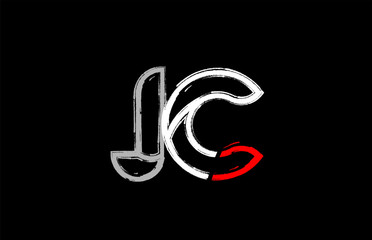 grunge white red black alphabet letter jc j c logo design