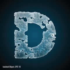 Ice Font / isolated ice shaped letter D vector illustration