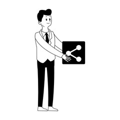 Businessman with sharing symbol vector illustration graphic design