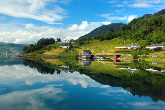 View of  Etnefjorden near Etne in Hordaland county, Norway.
