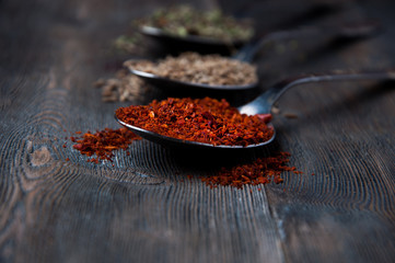 Spices, chili powder.