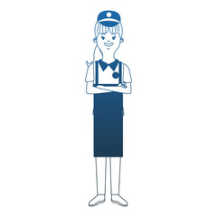 Woman waiter cartoon vector illustration graphic design