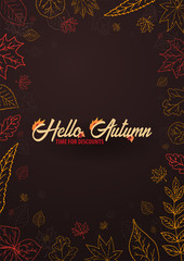 Autumn Background with leaves for shopping sale or promo poster and frame leaflet or web banner. Vector illustration template.