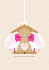 Wedding Birds Gay Women Birdhouse Beige