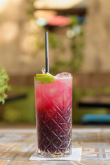 Colorful cocktail on top of the bar, summer coctails