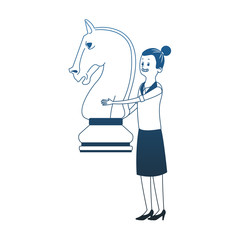 Woman with chess piece vector illustration graphic design