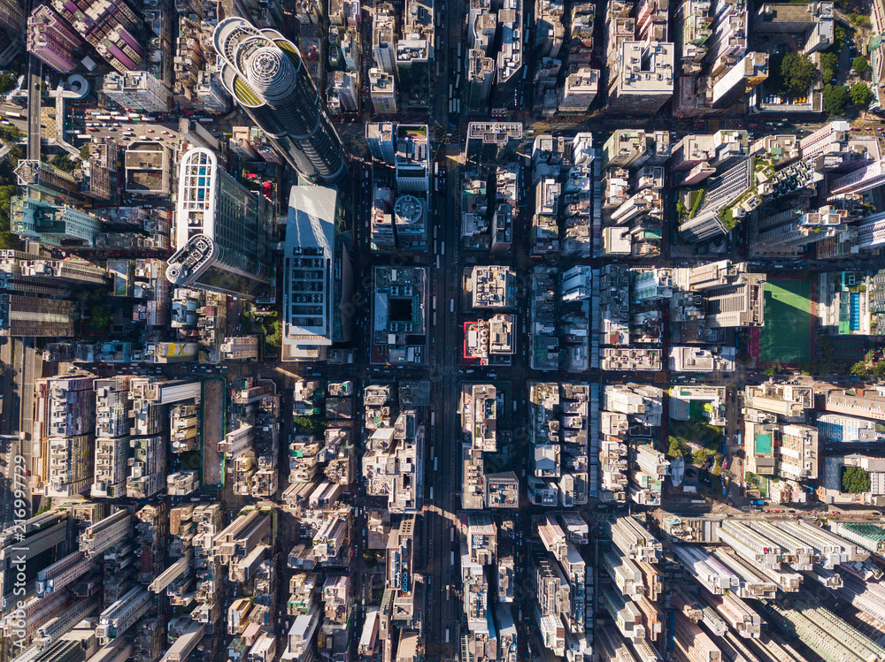Aufkleber top view of hong kong building