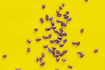 Fresh coffee bean on color background.