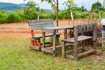Obraz premium Wooden chairs For you to sit and relax.