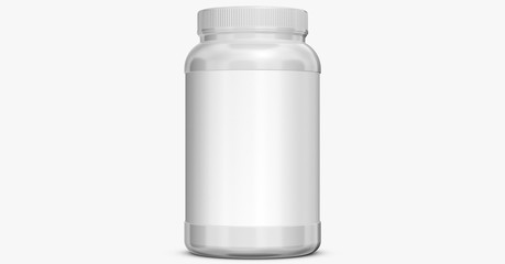 Realistic 3D bottle rendering mockup on white background