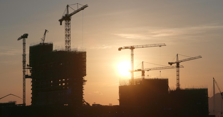 Sunset construction site