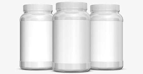 Realistic 3D bottle rendering mockup on white background