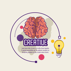 Creative mind poster with cartoons and information vector illustration graphic design