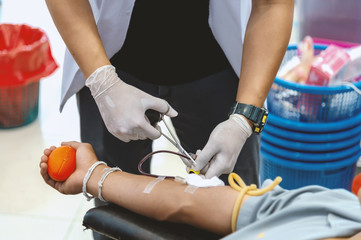 blood donation picture with soft-focus and over light in the background