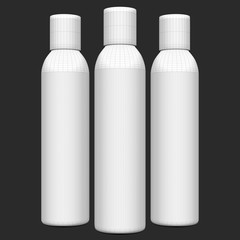 Realistic 3D bottle rendering mockup on white background.Wireframe 3D Rendering